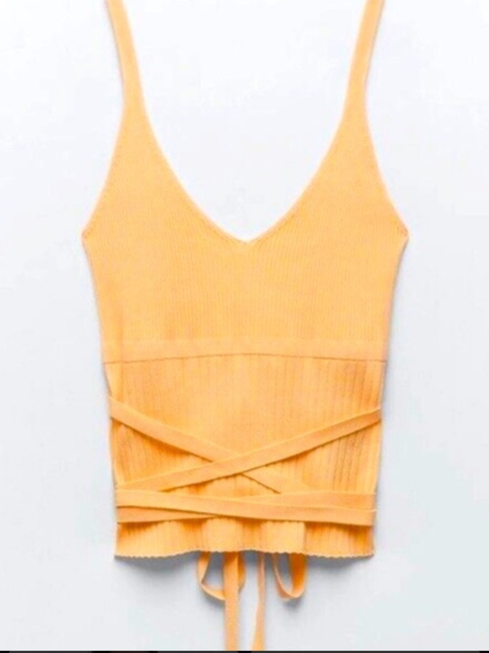 Zara Ribbed V-Neck Tie-Back Camisole - Yellow